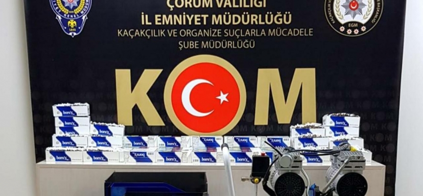 Çorum'da 37 bin 400 sahte bandrollü makaron ele geçirildi