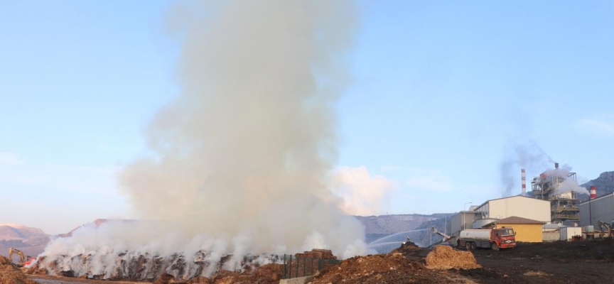 Denizli'de bir santralin depolama sahasında yangın çıktı