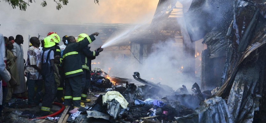 Nijerya'da bir pazarda yangın çıktı