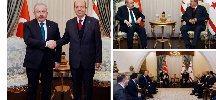 Cumhurbaşkanı  Tatar, TBMM eski Başkanı Mustafa Şentop ve beraberindeki heyeti kabul ederek görüştü