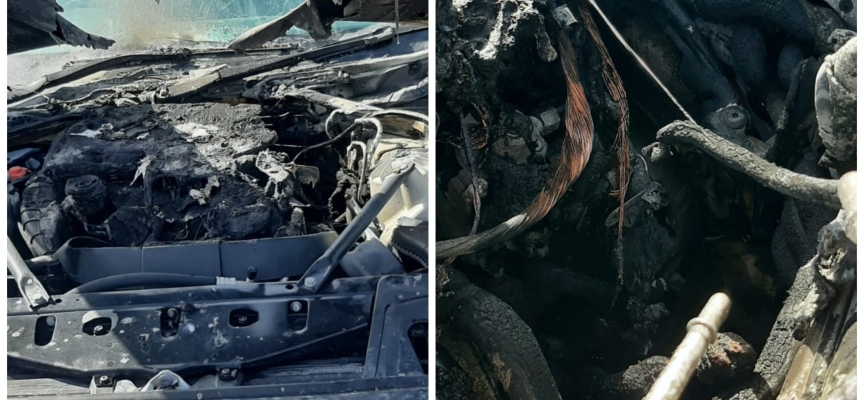 Girne-Lefkoşa anayolunda araç alev aldı