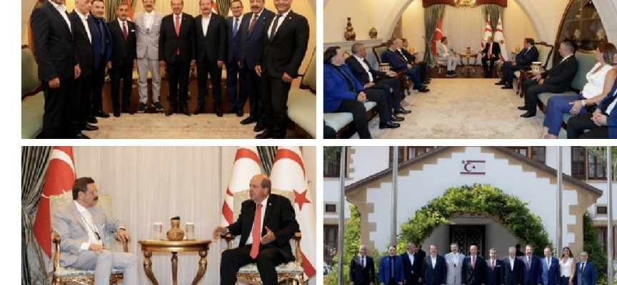 Cumhurbaşkanı Tatar, TOBB Başkanı Hisarcıklıoğlu ve beraberindeki heyeti kabul etti