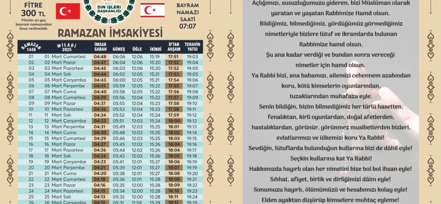 Ramazan 1 Mart Cumartesi günü başlayacak…