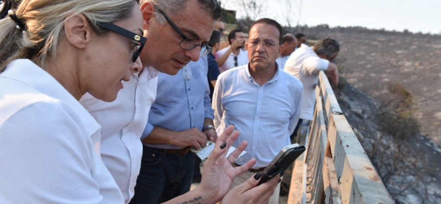 Erhürman, Limasol’da yangın bölgesinde incelemelerde bulundu