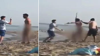 KKTC'de ilginç anlar: Plajda çıplak gezdi