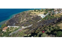 Çeşme'de yanan otluk alan havadan görüntülendi