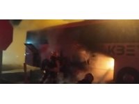 Konya'da yolcu otobüsünde yangın çıktı