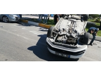 Elazığ’da iki otomobil çarpıştı biri ters döndü: 1 yaralı