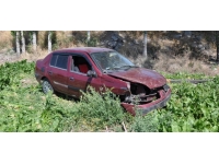 Otomobil tarlaya devrildi: 2 yaralı