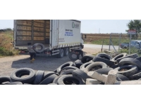 Edirne'de ömrünü tamamlamış lastikler geri dönüşüm için toplanıyor