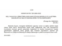 Milli havayolu şirketinin kurulması için Bayındırlık ve Ulaştırma Bakanlığı ile Maliye Bakanlığı yetkilendirildi