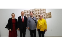 Cumhurbaşkanı Tatar ve eşi Sibel Tatar “Kâğıda Dokunuş” adlı serginin açılışına katıldı