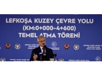 Ulaştırma ve Altyapı Bakanı Uraloğlu Lefkoşa Kuzey Çevre Yolu temel atma töreninde konuştu: “Yolun tamamı hizmete girdiğinde 21 dakika süren seyahat süresi 9 dakikaya düşecek”