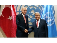 Erdoğan, Guterres ile görüşmesine Kıbrıs’ta federasyon modeli dışındaki çözüm imkanlarının tarafların katılımıyla BM himayesinde bir toplantıda ele alınabileceğini belirtti