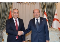 Cumhurbaşkanı Tatar LTB Başkanı Harmancı’yı kabul etti..  Tatar: “Haspolat kapısının açılması çok büyük fayda sağlayacak”