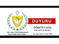 Öğretici Usta kursları için son kayıt 31 Ocak