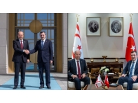 Cumhurbaşkanı  Tatar, TC Cumhurbaşkanı Yardımcısı Yılmaz ile bir araya geldi .. Yılmaz:Kıbrıs Türk halkının refahını artırmak için iş birliğimizi her alanda sürdüreceğiz