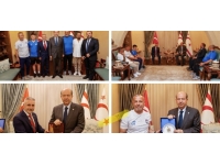 Cumhurbaşkanı Ersin Tatar Gençlik Gücü Spor Kulübü ve Türkiye Tavşanlı Erdem Spor Kulübü Koordinatörleri ile beraberindeki heyeti kabul ett