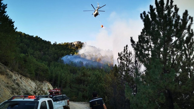 Kütahya'daki orman yangınını kontrol altına alma çalışmaları yoğun şekilde sürüyor