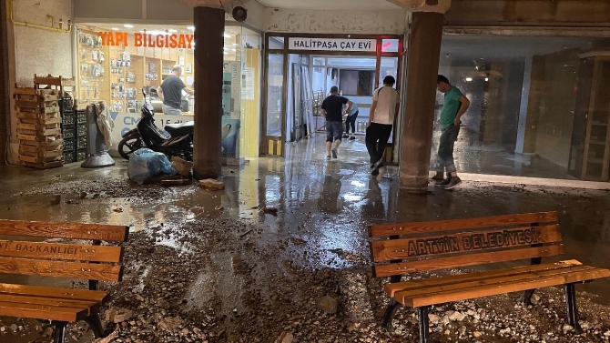 Artvin'de sağanak baskınlara neden oldu