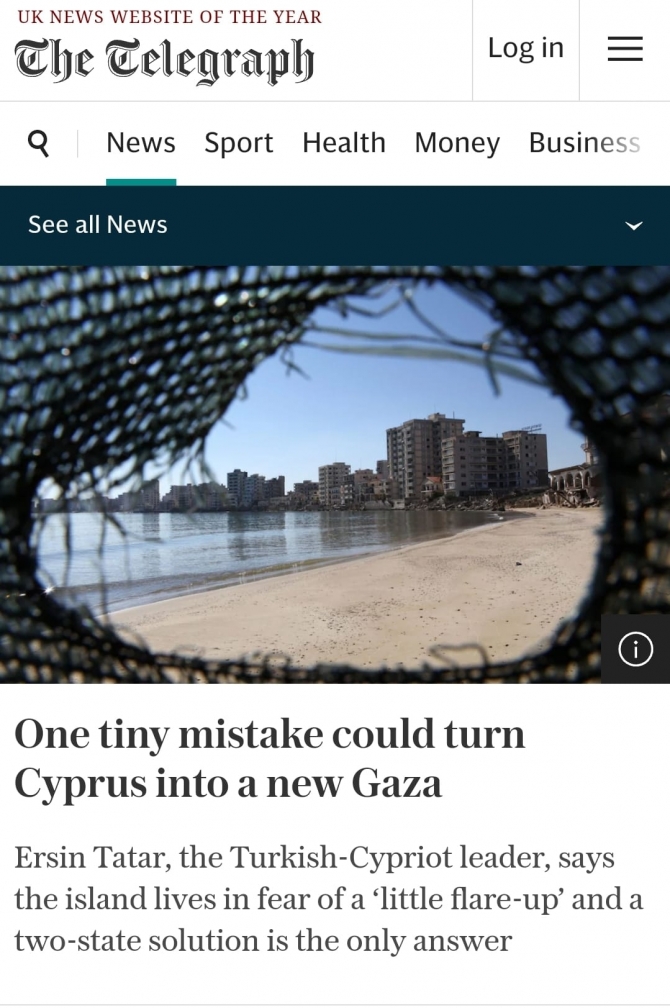 Cumhurbaşkanı Tatar The Telegraph’a konuştu: Küçük bir hata, Kıbrıs’ı yeni bir Gazze’ye çevirebilir